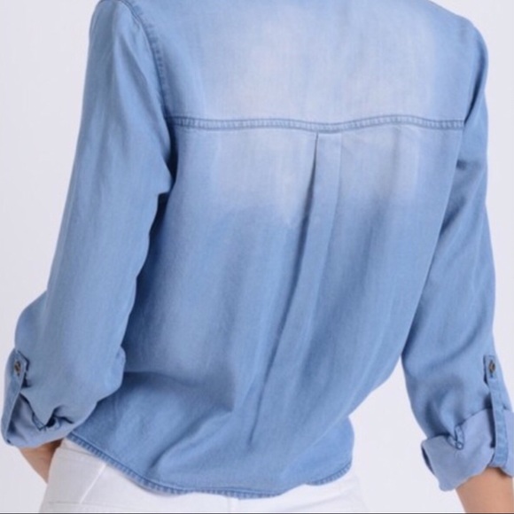 Blue Vintage Denim Distressed Tie Knot Top - Picture 3 of 8